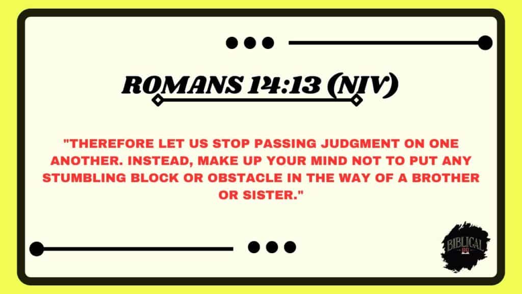 Romans 14:13 (NIV)